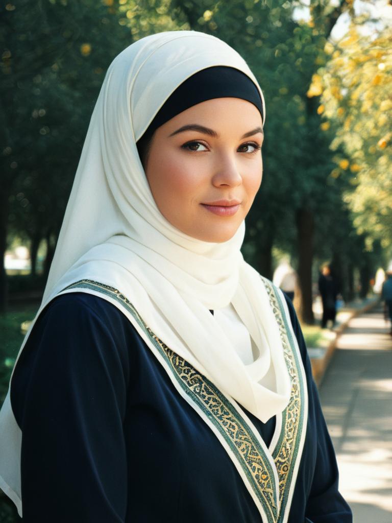 Woman in Islamic Outfit Photorealistic Outdoor Portrait Daylight