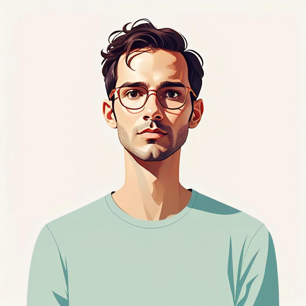 Young Man with Glasses in Light Green Shirt