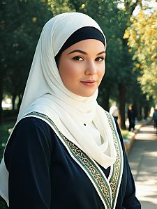 Woman in Islamic Outfit Photorealistic Outdoor Portrait Daylight