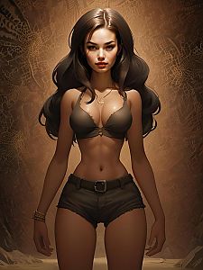Confident Woman with Stylish Outfit in Dynamic Background