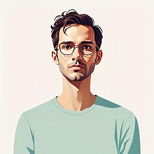 Young Man with Glasses in Light Green Shirt