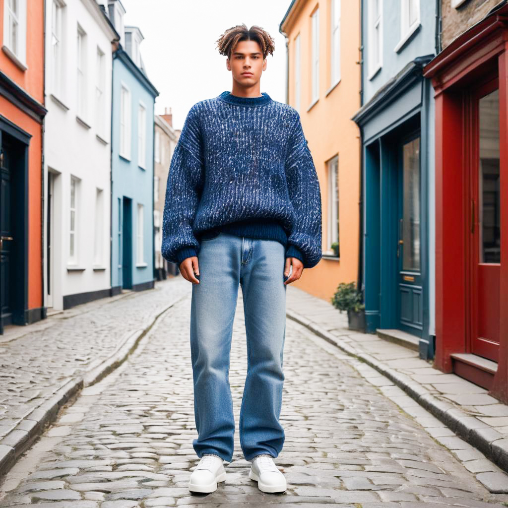 Stylish Young Man in Colorful Street