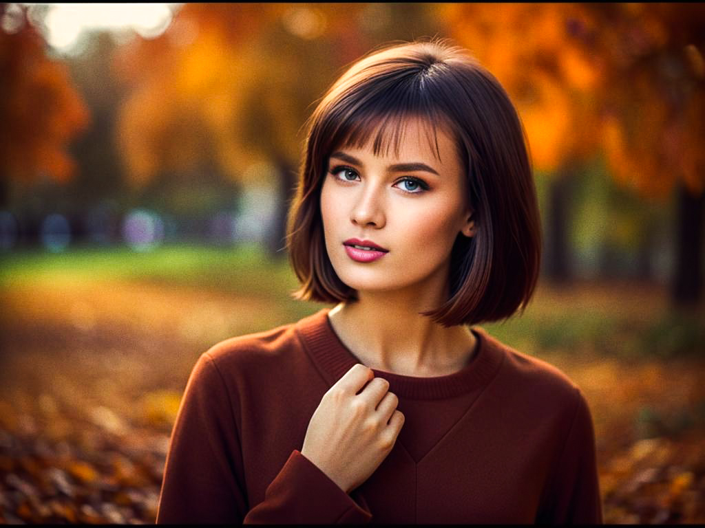 Young Woman in Autumn Foliage