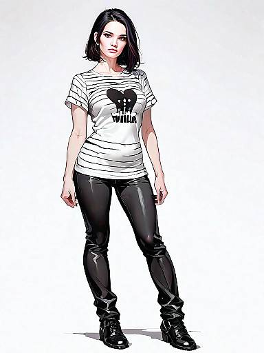 Realistic Comic Style Illustration of Woman in Casual Outfit Full Body