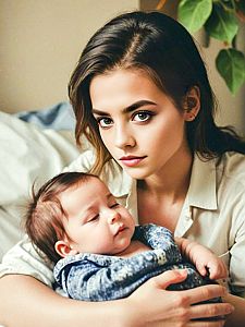 Mother and Baby in Tender Moment