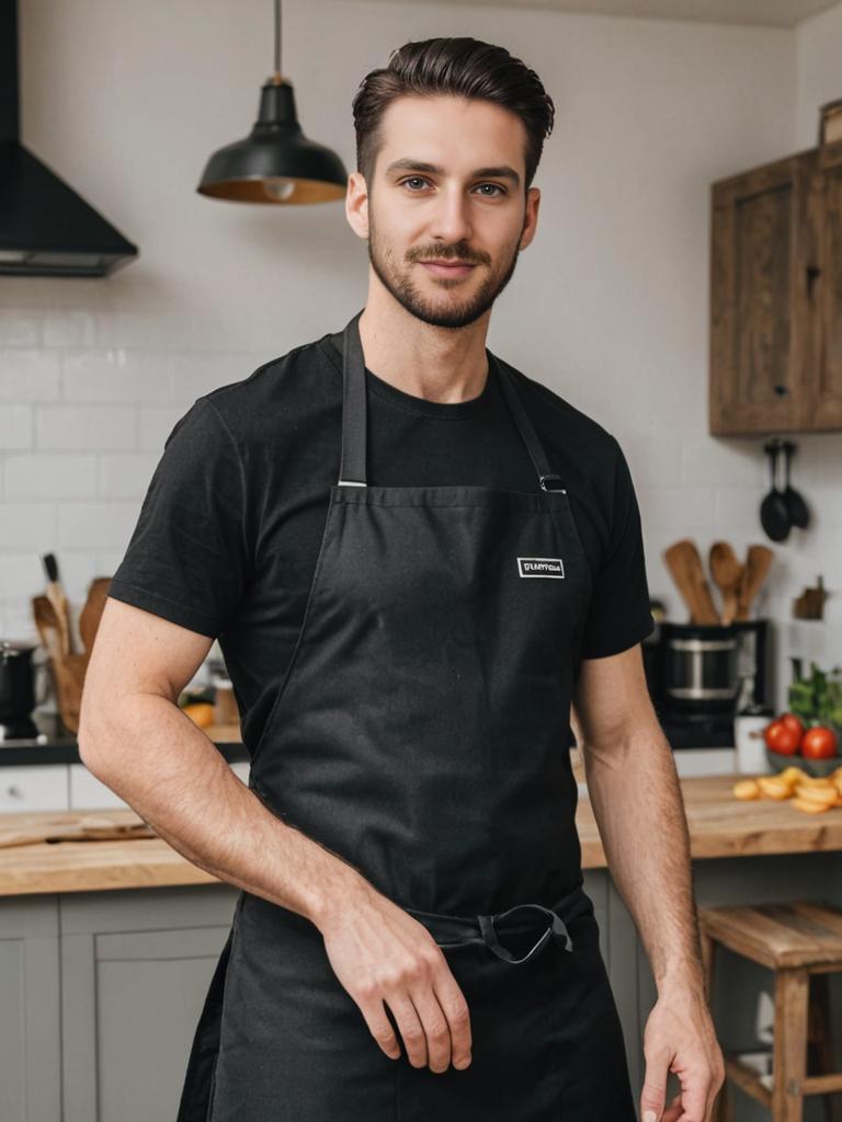 Confident Chef in Black Apron