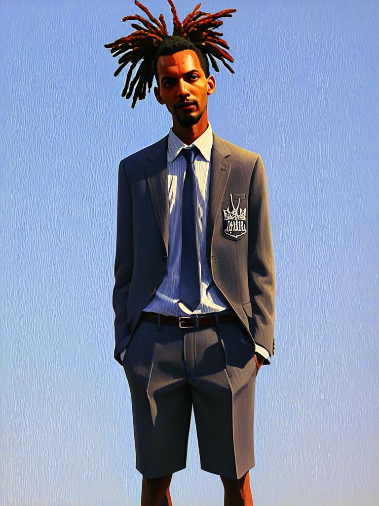 Stylish Man in Unique Suit with Dreadlocks