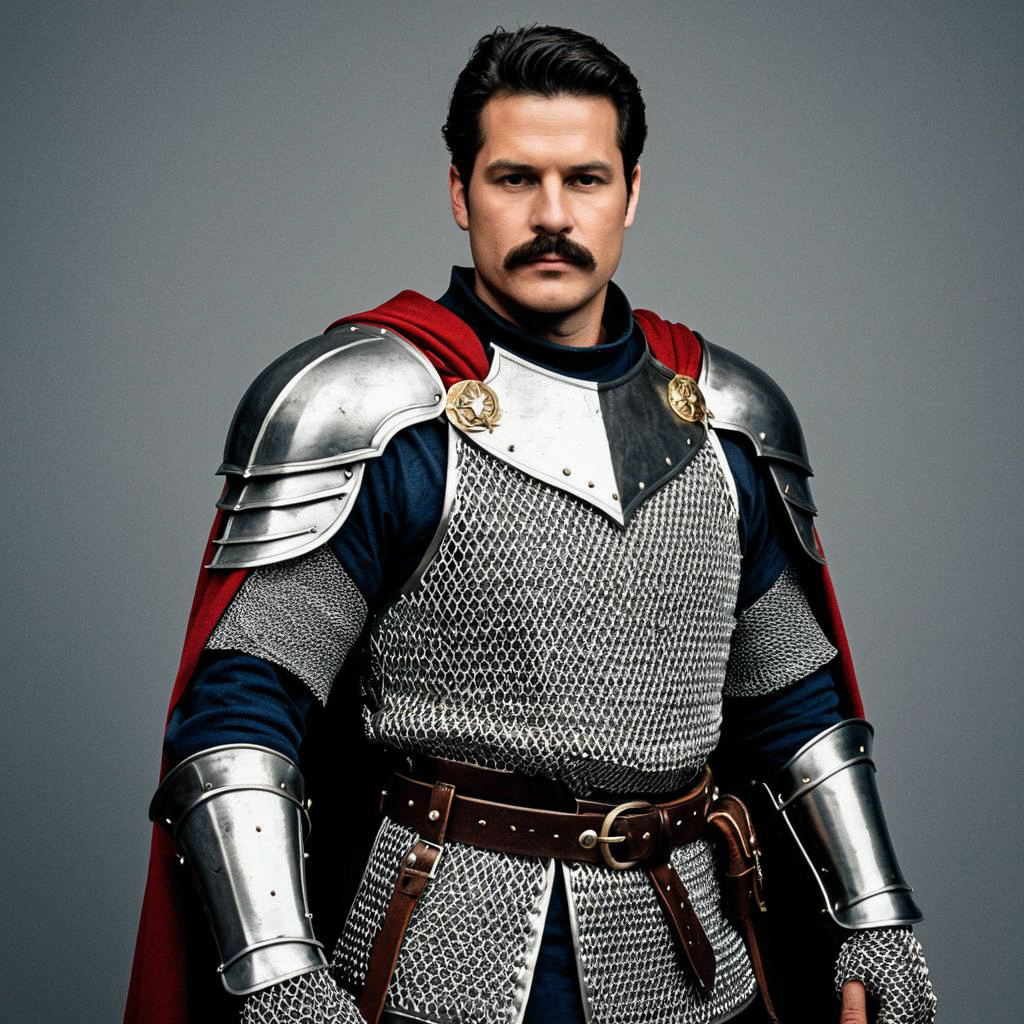 Medieval Knight in Armor with Red Cloak Medieval Knight in Armor with Red Cloak