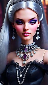 Glamorous Woman with Silver Hair and Tiara