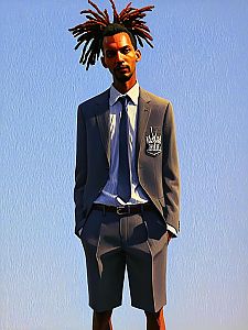 Stylish Man in Unique Suit with Dreadlocks