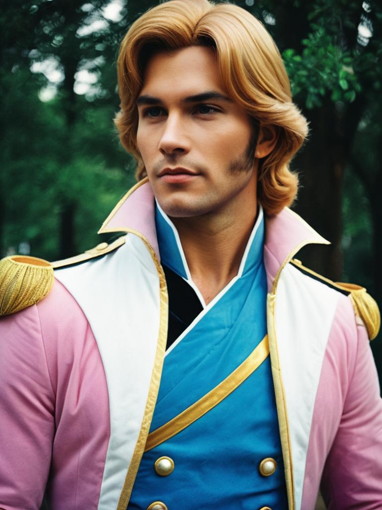 Man in Prince Adam Costume Cosplay Festival Portrait Photorealistic