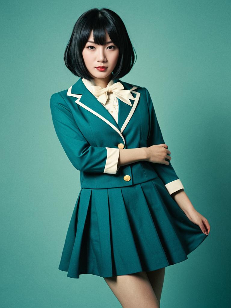 Realistic Naho Takada Cosplay Woman in Teal School Uniform Costume