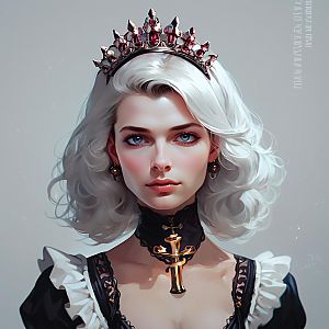 Regal Woman in Gothic Fashion with Crown