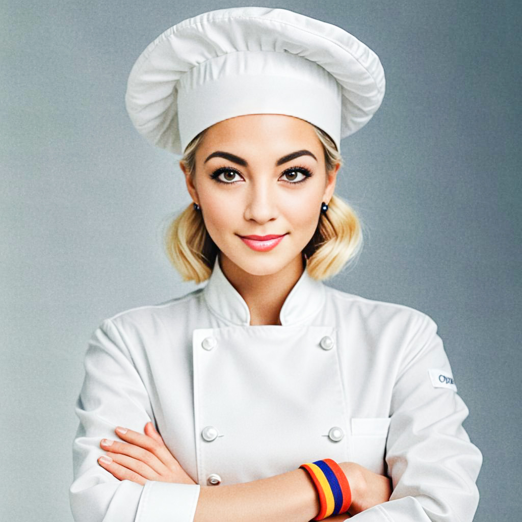 Confident Young Woman Chef in Professional Outfit