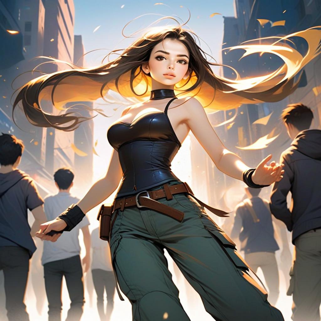 Confident Woman in Urban Sunset Confident Woman in Urban Sunset