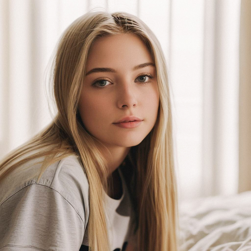 Close-up Portrait of a Young Woman with Blonde Hair