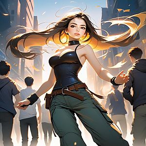 Confident Woman in Urban Sunset