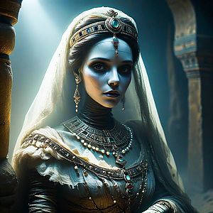 Regal Woman in Ancient Setting