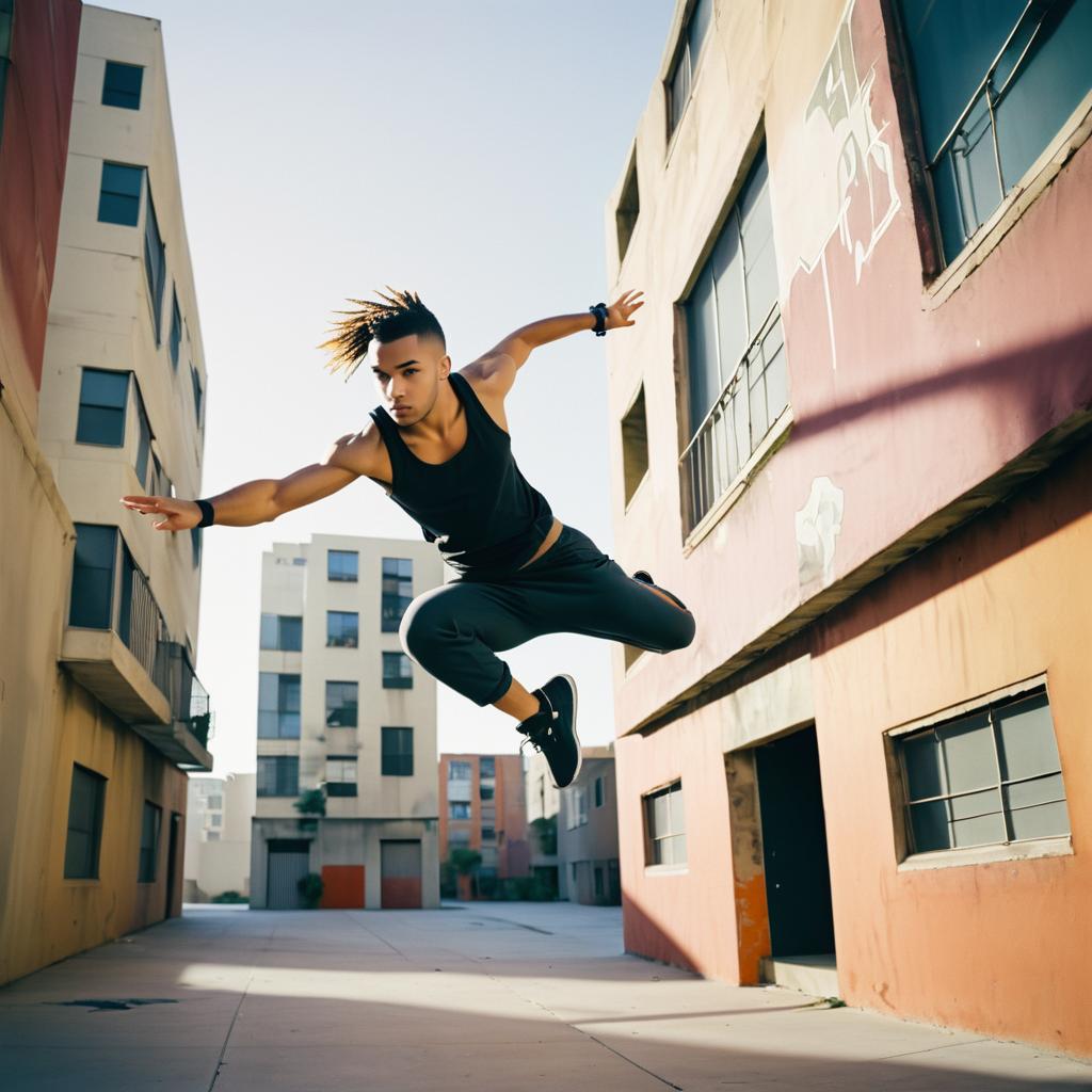 Man Jumping in Urban Setting