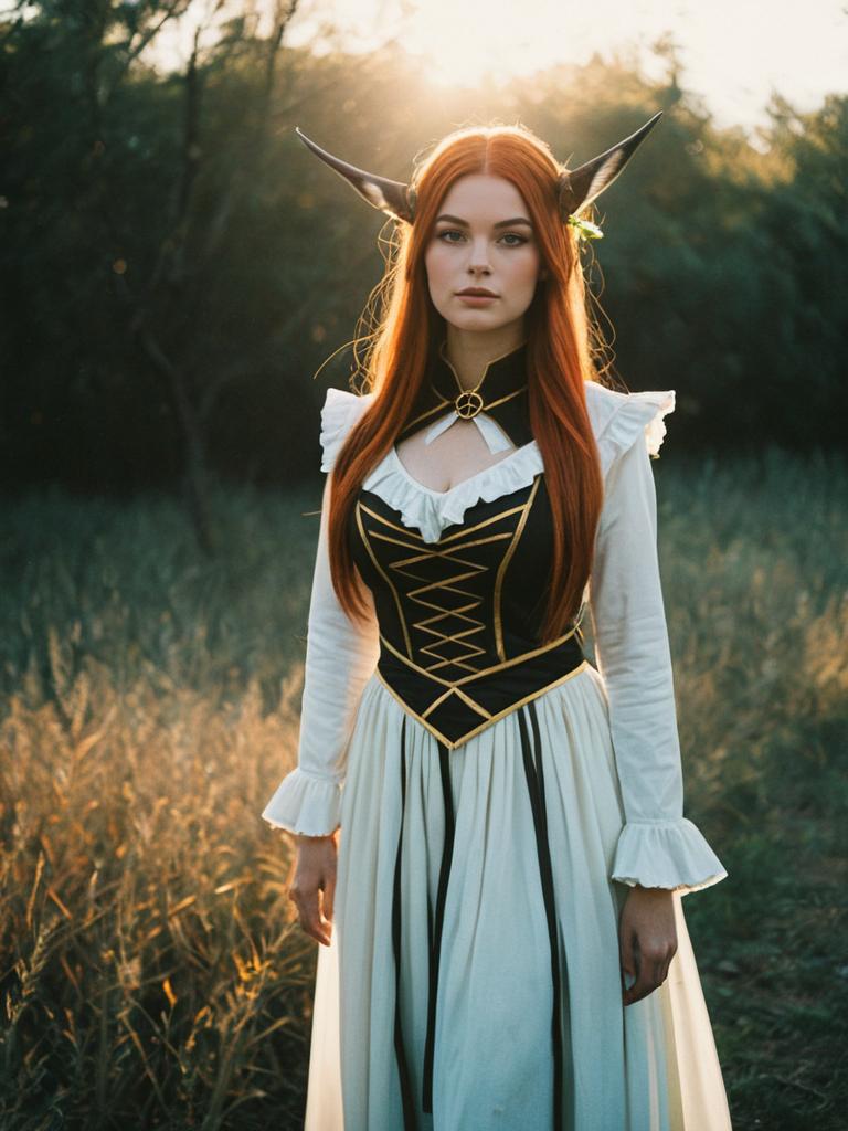 Realistic Miriallia Haw Cosplay Woman in Elegant Fantasy Costume