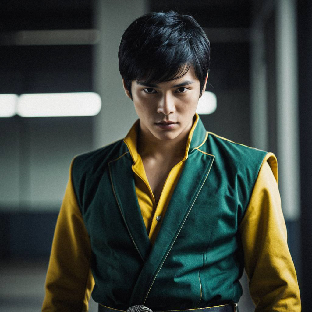 Confident Young Man in Green Vest