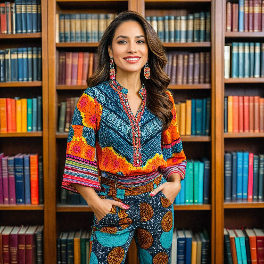 Confident Woman in Vibrant Traditional Outfit