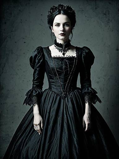 Woman in Gothic Victorian Gown Photorealistic Detailed Studio Portrait