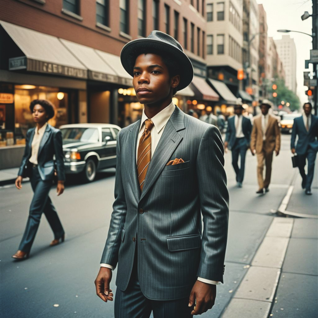 Stylish Man in Gray Suit on City Street