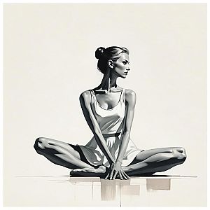 Grayscale Woman in Butterfly Yoga Pose