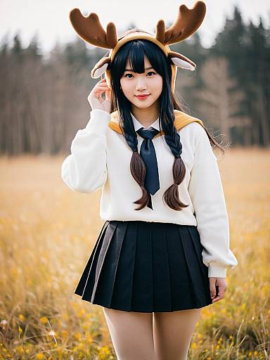 Moose Kemono Friends Cosplay Girl in Outdoor Setting