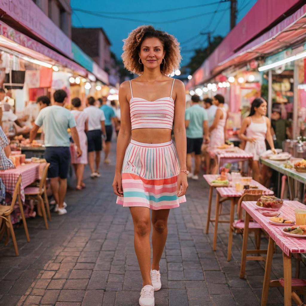 Confident Woman in Vibrant Street Market