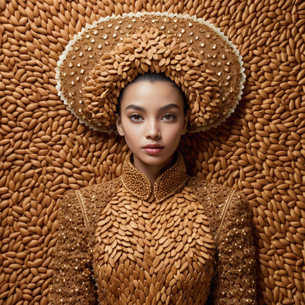 Artistic Woman in Almond-Inspired Outfit