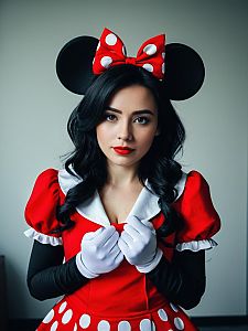 Woman in Minnie Mouse Costume Photorealistic Cosplay Portrait