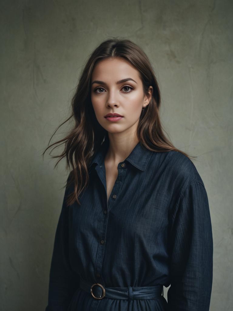 Elegant Woman Portrait in Dark Blouse