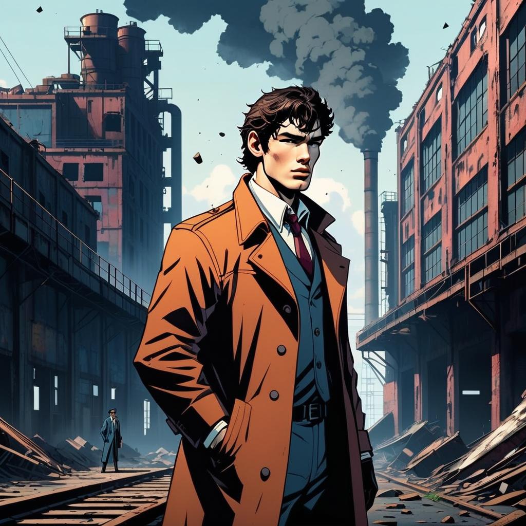 Confident Man in Urban Industrial Setting Confident Man in Urban Industrial Setting