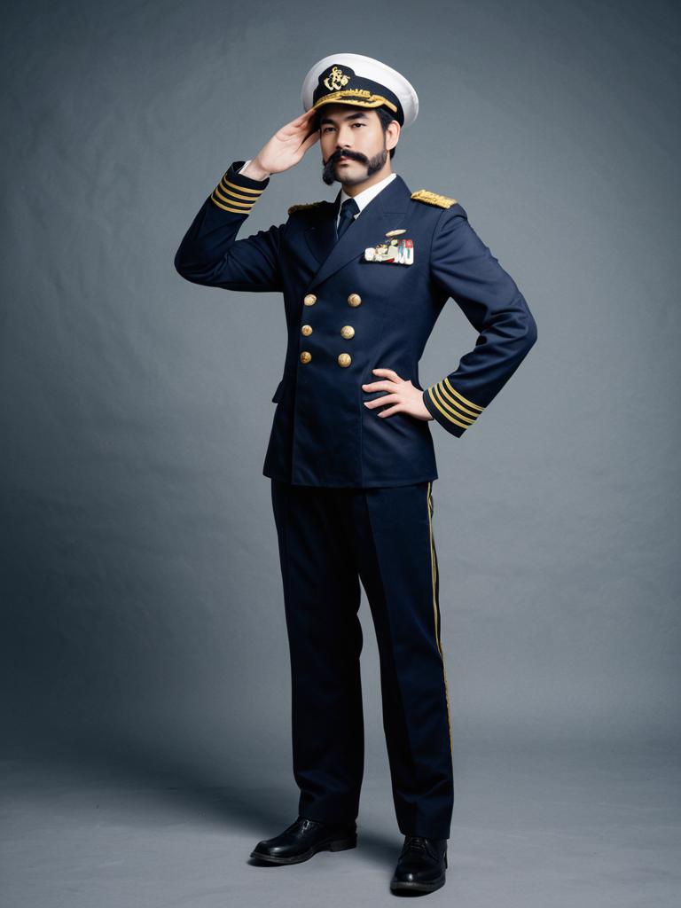 Abyssal Admiral KanColle Cosplay in Navy Uniform Saluting