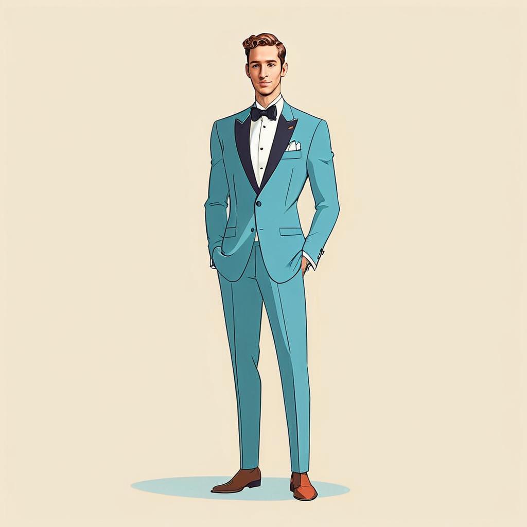 Stylish Man in Light Blue Tuxedo