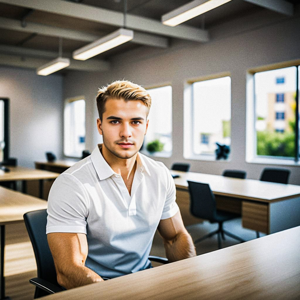 Confident Young Man in Modern Office