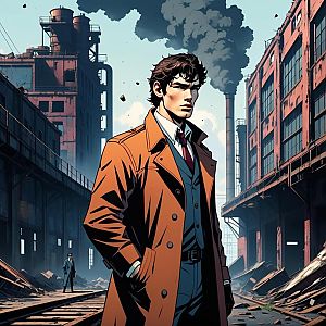 Confident Man in Urban Industrial Setting