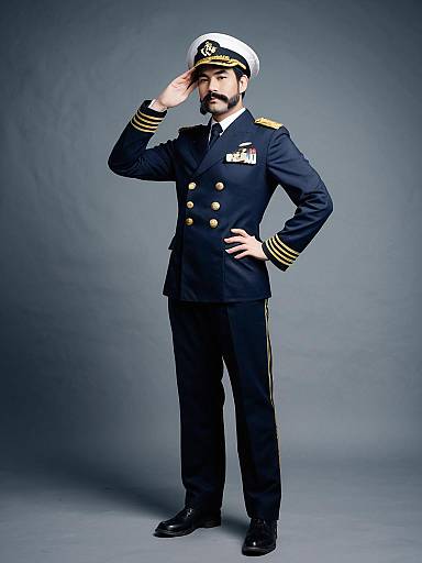 Abyssal Admiral KanColle Cosplay in Navy Uniform Saluting