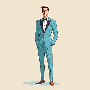 Stylish Man in Light Blue Tuxedo