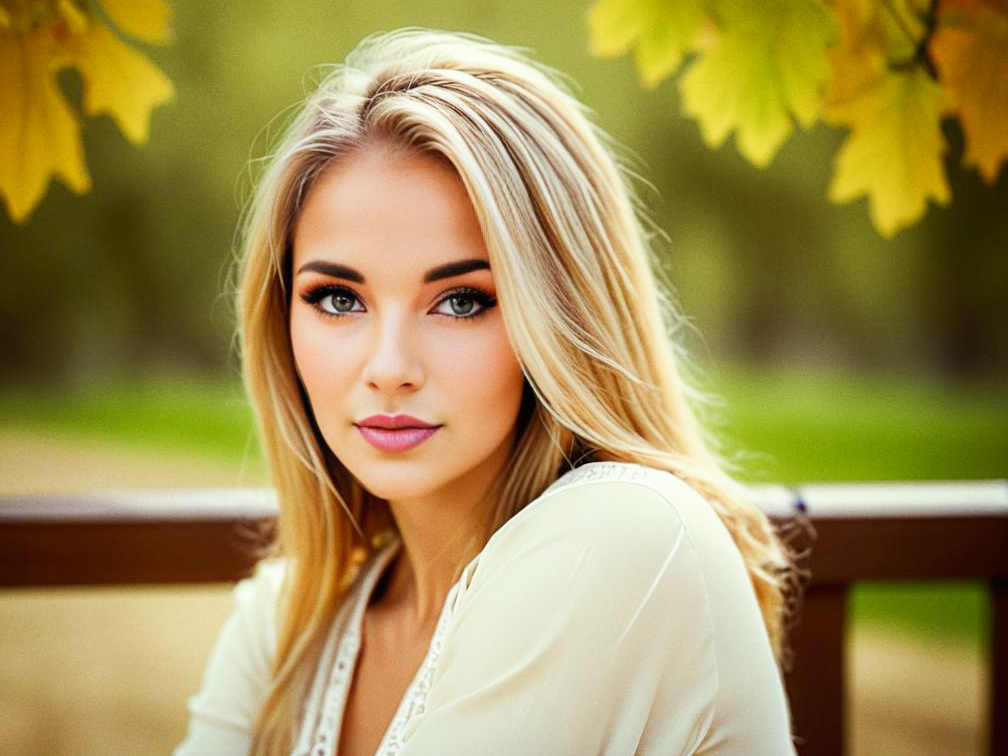 Portrait of a Woman with Blonde Hair in Autumn