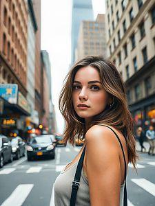 Confident Woman in City Street
