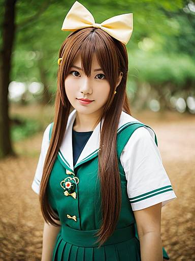 Arima Miyako Cosplay Young Woman in Green Sailor School Uniform