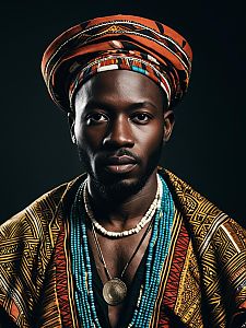 Man in Traditional African Outfit Photorealistic Studio Portrait