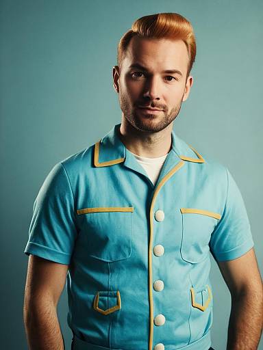 Man in Photorealistic Tintin Costume Waist Up Portrait