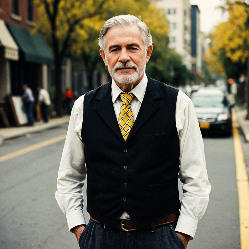 Distinguished Older Man in City Street