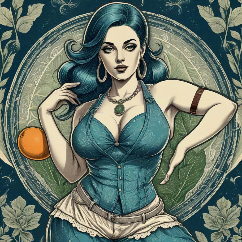 Woman with Blue Hair in Teal Outfit