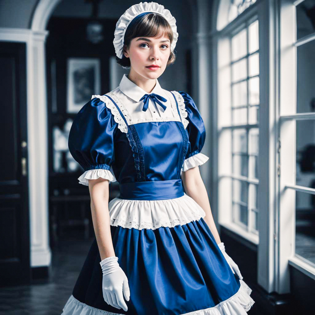 Young Woman in Vintage Maid Outfit