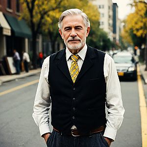 Distinguished Older Man in City Street